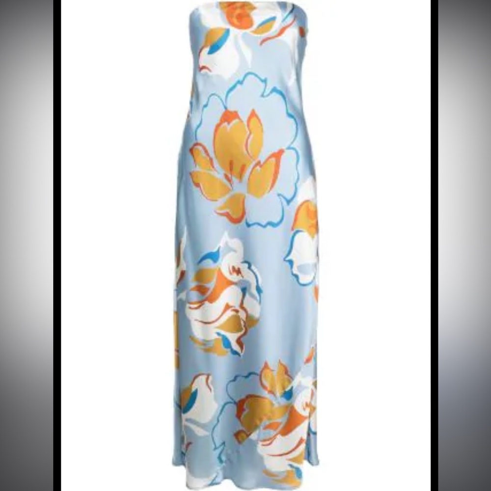 REFORMATION Joanna Strapless Silk Midi Dress / Small 2